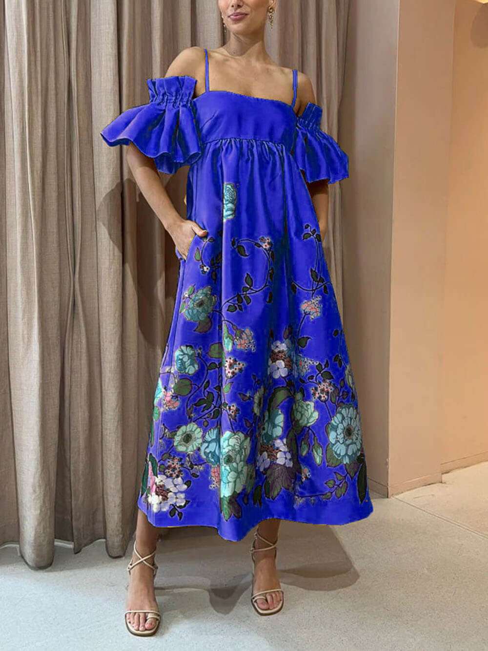 Camilla - Abito con maniche a fiori di tagete